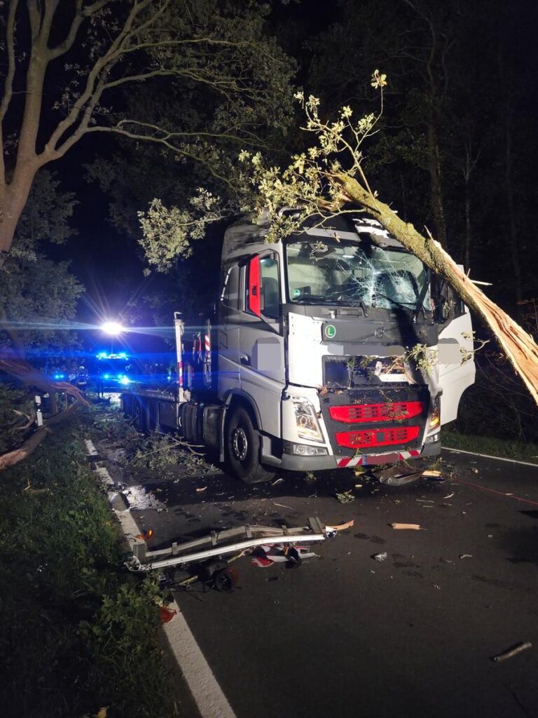 Visselhövede: Ast kracht auf Lkw, Vollsperrung nach Unfall