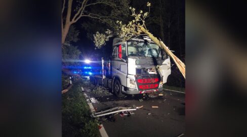 Visselhövede: Ast kracht auf Lkw, Vollsperrung nach Unfall