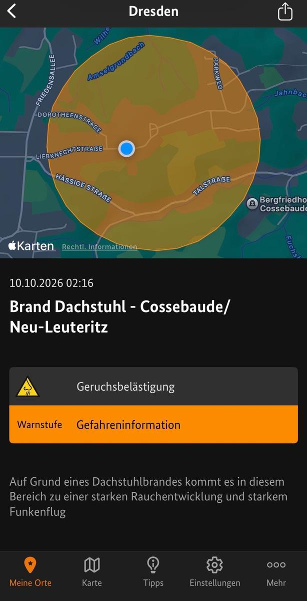 Dresden: Großbrand wütet, Vollsperrung wegen Feuer